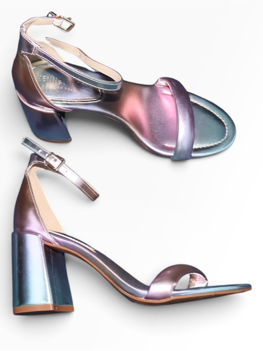 Kenneth Cole New York "Luisa" Iridescent gradient block heels 5.5M NWOB